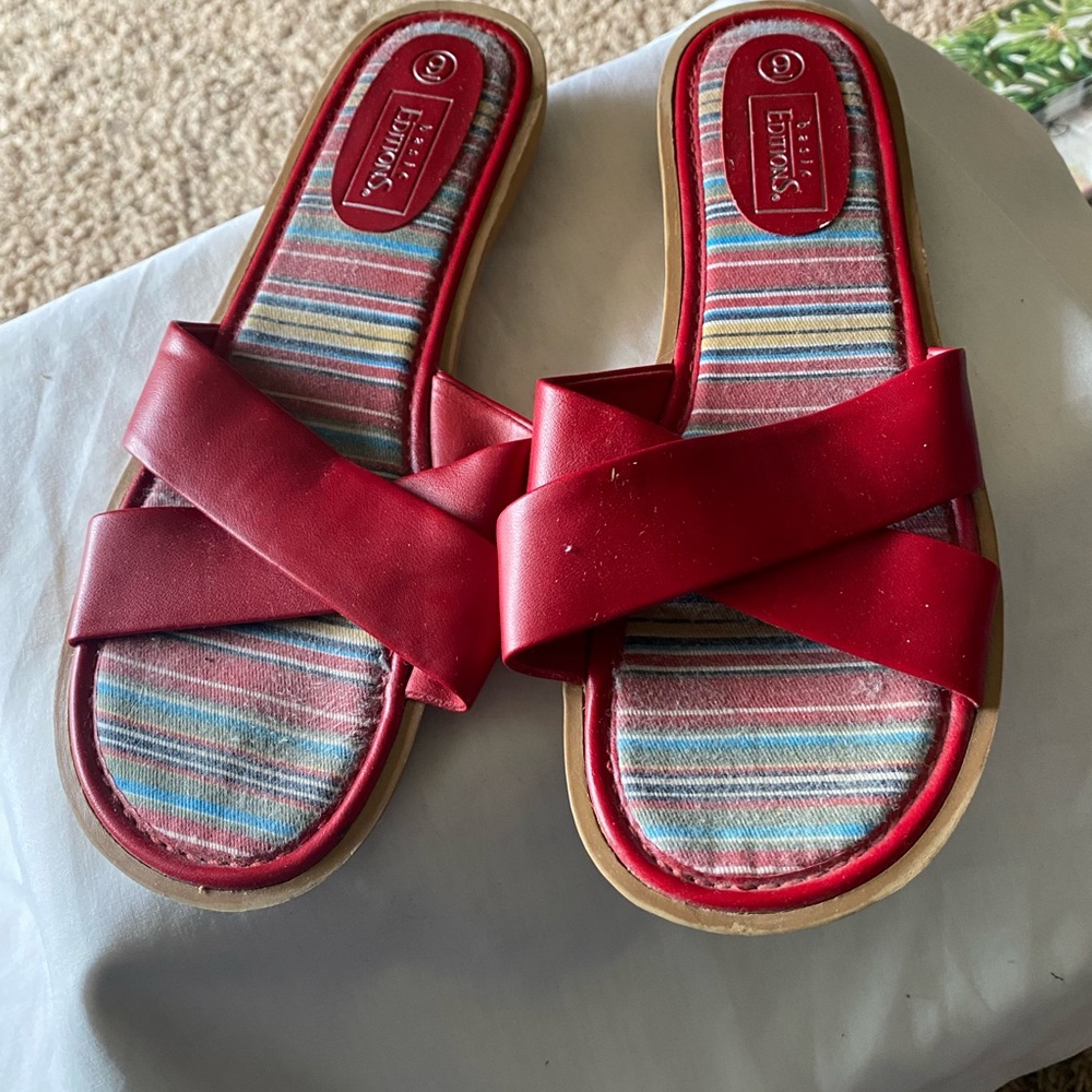 Basic Editions Red Slide Sandals